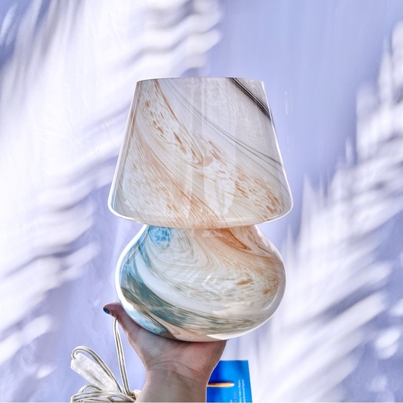 URBAN OUTFITTERS | ANSEL GLASS TABLE LAMP MARBLE SWIRLS WATERCOLOR MULTI-COLOR - Picture 9 of 9